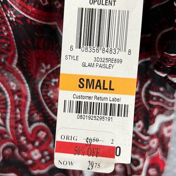 INC International Concepts Women's Red Black Glam Paisley Sheer Top Small NWT - Picture 7 of 16